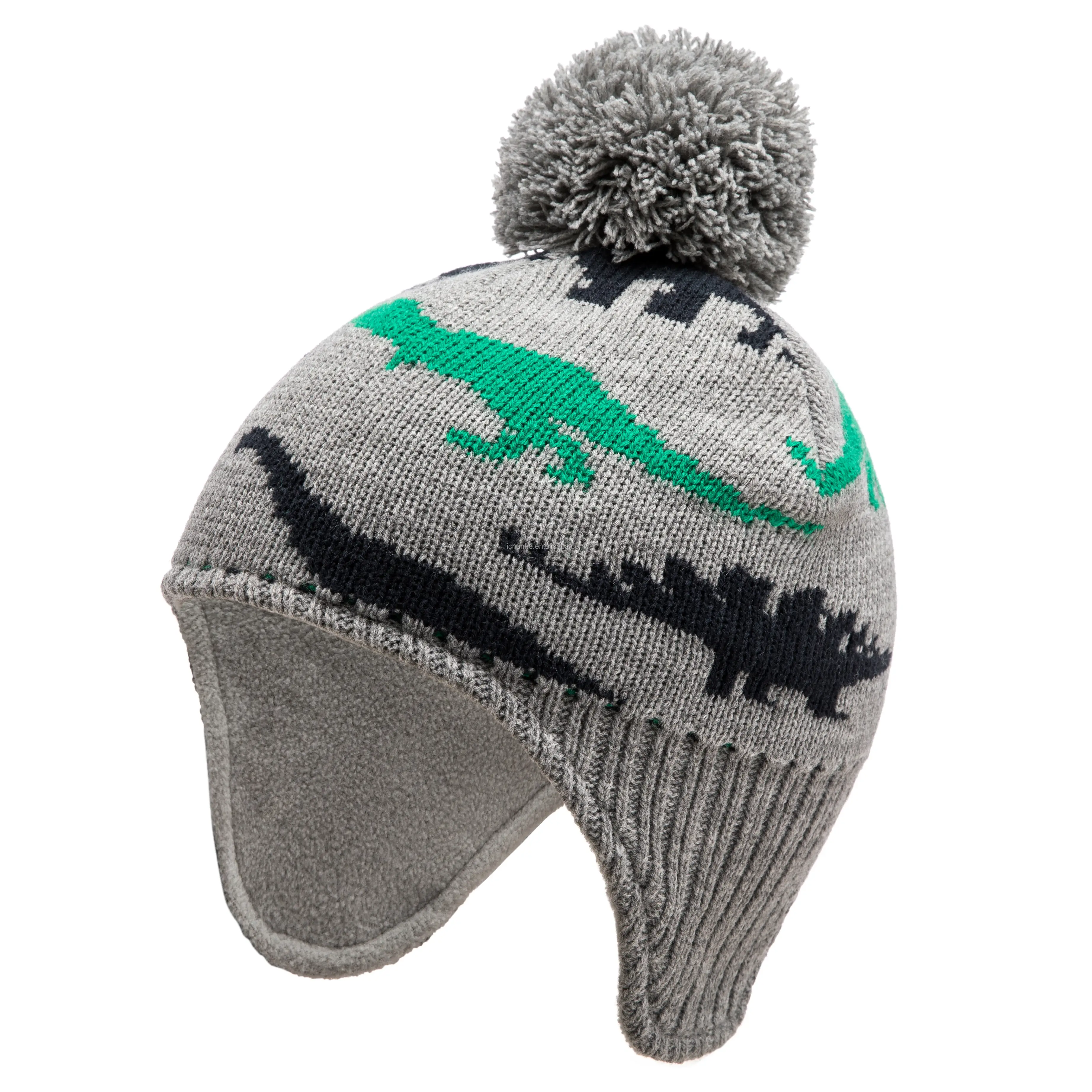 Fábrica entrega rápida adorável dinossauro jacquard malha chapéu 9 cores estoque bonito cap Toddler inverno gorro bonito bebê chapéus