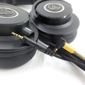Cable de audio para auriculares con conector de bloqueo para Audio Technica ATH M50x/M40x/M60X/M70X con micrófono de control remoto de volumen - Product Image 4