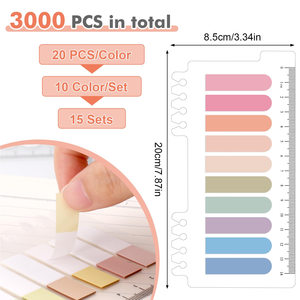 Pasta de índice PET colorida con regla de PP, Bloc de notas grabable, juegos de etiquetas personalizadas, papelería, nota adhesiva, regalos de promoción para niños - Product Image 2