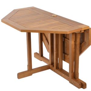 可折叠六角形天井桌，带伞孔优质实心印度尼西亚柚木制成 - Product Image 2