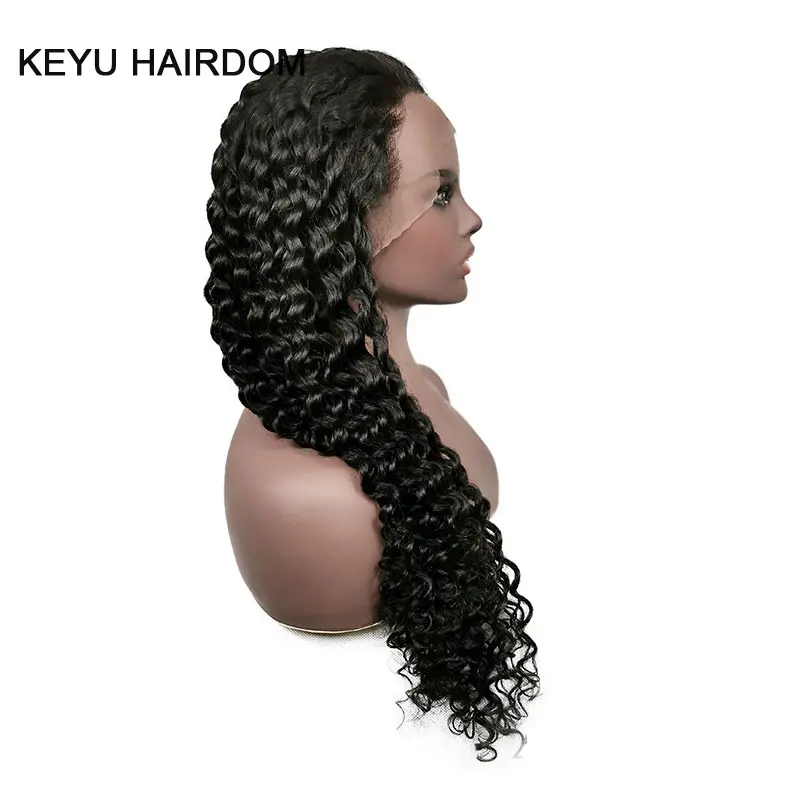 Keyu Hairdom 100Virgin Human Hair Braziliaanse Cuticula Uitgelijnd Menselijk Haar 180% 200% Dichtheid Diepe Golf Full Lace Pruik Voor zwarte Vrouwen