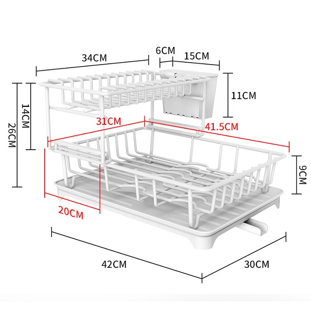 Cesta de drenaje blanca de dos niveles (mejorada)