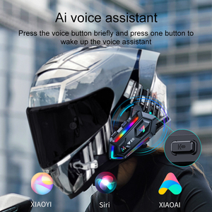 Llamativo sonido HiFi RGB luz música compartir sistema de comunicación casco auriculares motocicleta Bluetooth intercomunicador auricular - Product Image 3