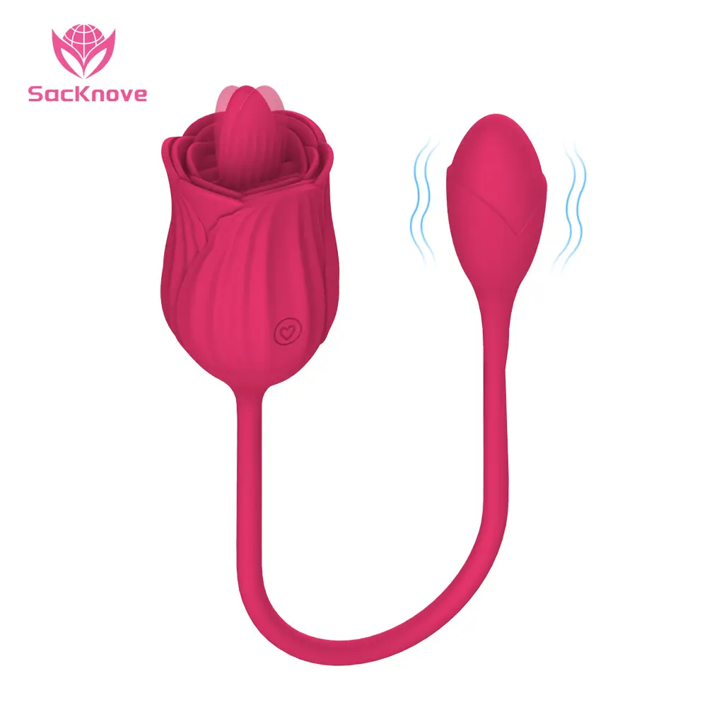 SacKnove-Vibromasseur Rose pour Femme, Vibration à 10 Vitesses, Léchage, Massage Étendu, Oeuf Vibrant, Jouet Sexuel avec Langue