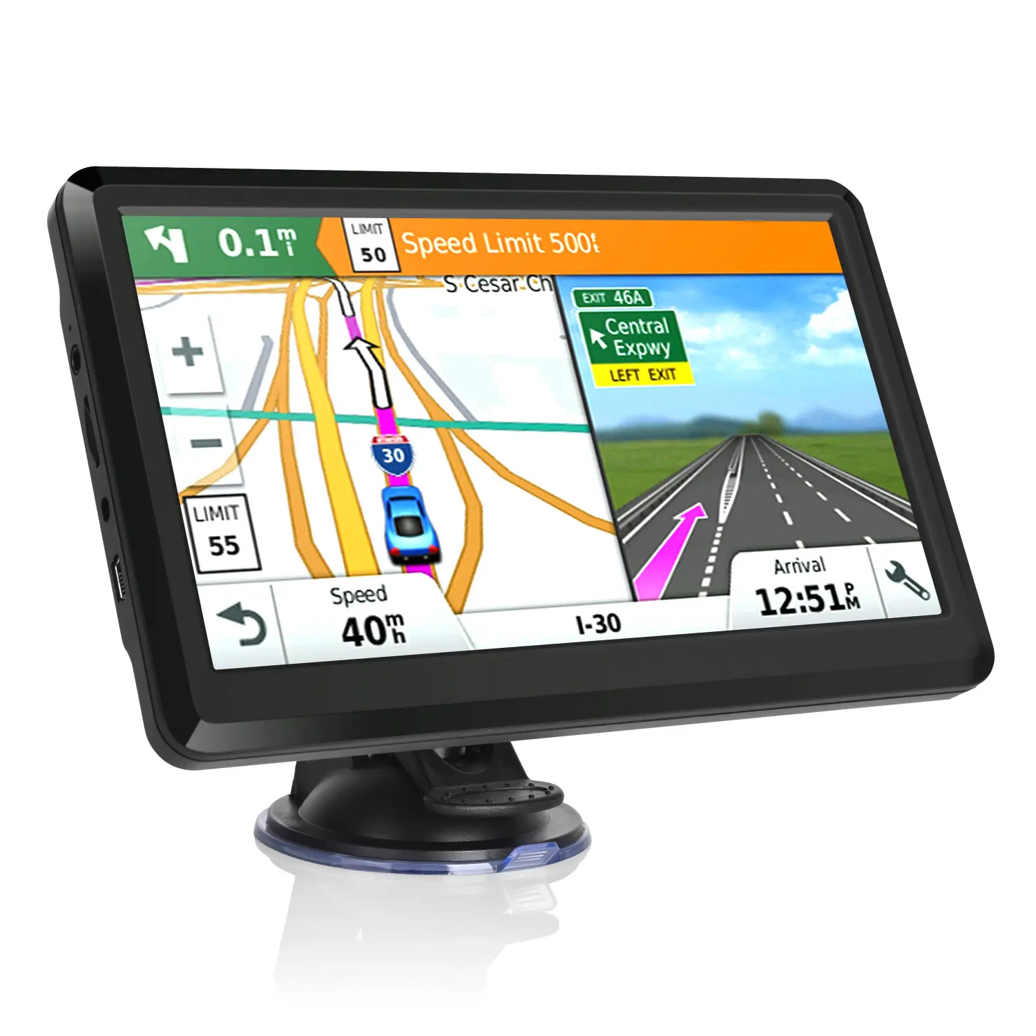 Navigatore GPS per auto in gomma portatile da 7 pollici per vendite dirette in fabbrica