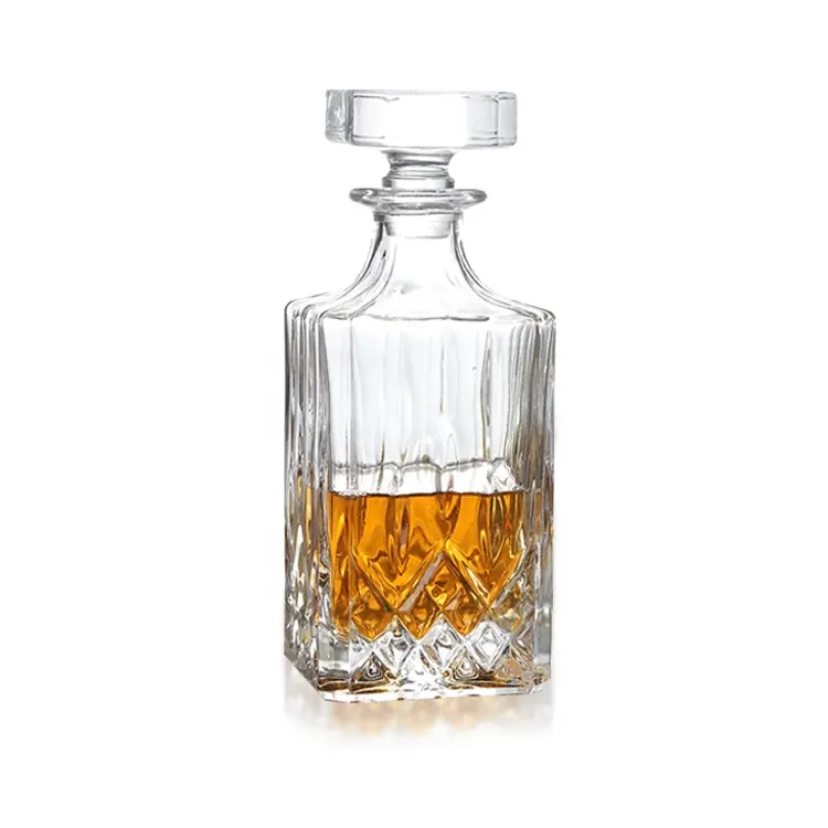 酒バーボンウイスキーワイン用鉛フリー昔ながらの透明ガラスウイスキーボトルデカンターディスペンサー