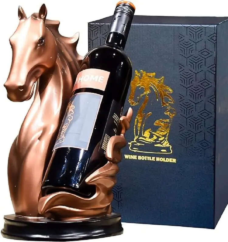Wine Bottle Holder Wine Racks Estátua Cavalo Adega Decorativa Armazenamento, Cavalo Escultura Decoração Presentes para Menina Mulheres Brancos
