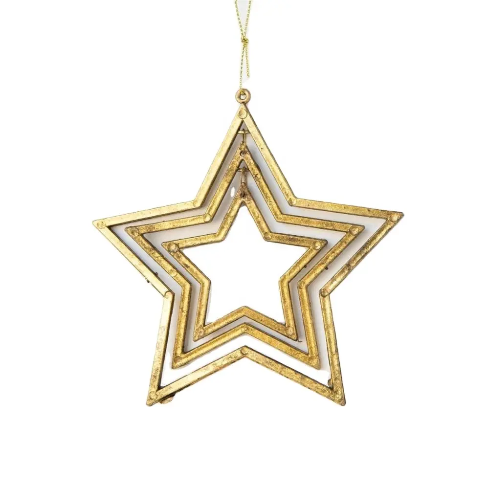 New Luxury Vintage Golden Star Enfeite de Árvore de Natal