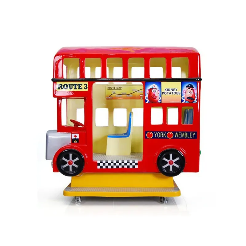 รถบัสสีแดงไฟฟ้าเด็กสนุกเกมอาเขตหยอดเหรียญในร่ม Kiddie ขี่สวิงเครื่องเกมรถ