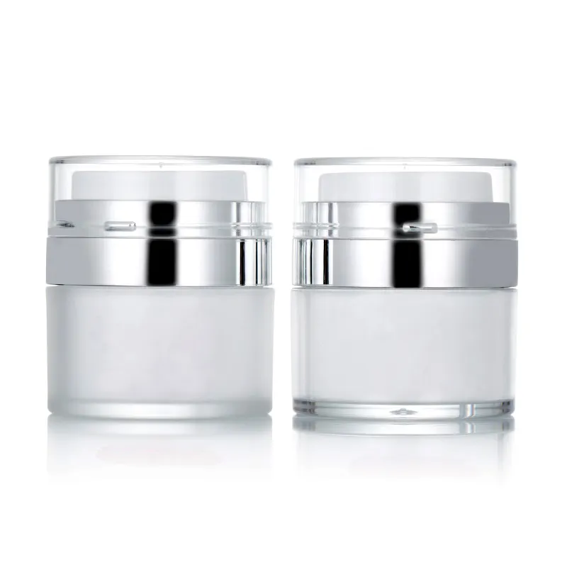 Empty 30g 50g 30ml Eye Cream Lotion Container White Acrylic Powder Jars Double Wall Cosmetic Airless Pump Jar