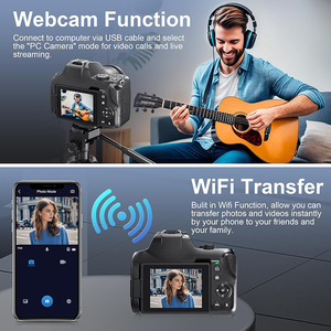 Zoom quang học 10X 270 ° Máy quay video HD màn hình lật 4K chuyên nghiệp, máy ảnh kỹ thuật số DSLR hỗ trợ thẻ nhớ SD dành cho nữ sinh đi du lịch - Product Image 4