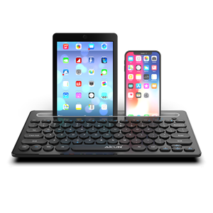 Teclado recargable de triple solución Bluetooth 5,0 + 3,0 + 2,4 Ghz Versión-Conéctese con 3 dispositivos-Soporte para móvil e iPad