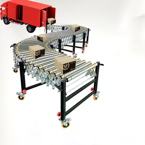Transportador de rodillos flexible extensible automático eléctrico con velocidad ajustable para descarga de carga logística