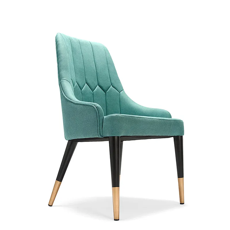 High Back Upholstered Velvet Metal Dining Chair For Home Hotel Restaurant