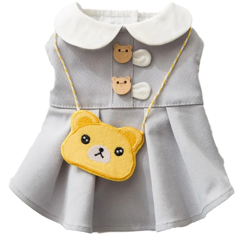 Gaun Hewan Piaraan Musim Semi dan Musim Panas Rok Kucing Tipis Bernapas Pakaian Rok Rompi Tas Beruang Teddy Mini Musim Panas