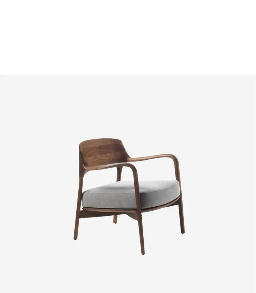 Sillas modernas de muebles para el hogar americano, silla de terciopelo de tela de madera maciza de nogal negro para sala de estar