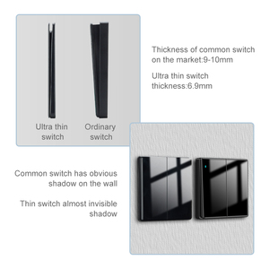 Adjustable Lighting <strong>Multi</strong> <strong>function</strong> Ultra Thin Black Glass TV Plug 1/2/3/4 gang Universal <strong>Socket</strong> three <strong>Switch</strong> 13A - Product Image 2
