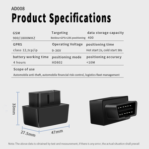OBD2全球定位系统跟踪器，用于车辆SIM和包括的数据、车辆位置、行程历史、驾驶警报、地理围栏、OBD - Product Image 6