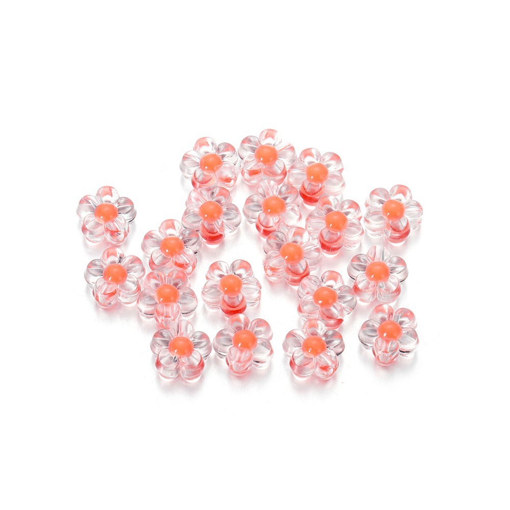 Perles de fleurs en acrylique brillant - Orange