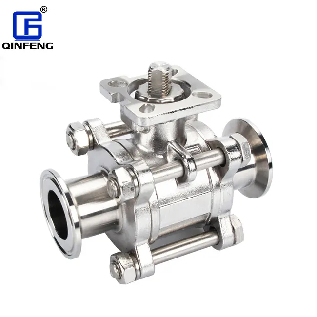 QINFENG Ghế Ngồi Thủ Công Vệ Sinh Bằng Thép Không Gỉ 1.5 Inch SS316 Van Bi 3 Đầu Kẹp Ba Đầu Cho Thực Phẩm Và Đồ Uống