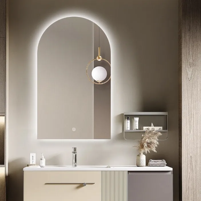 2023 high-end bathroom mirror LED Frameless Wall Mounted Lighted Backlit Bathroom Vanity Mirror With Anti-fog