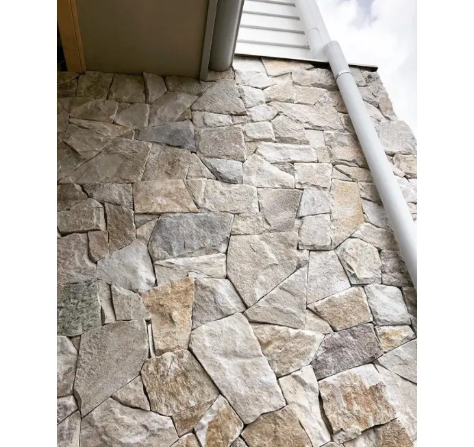 SHIHUI prezzo all'ingrosso Buff quarzite Dry Stack Stone impiallacciatura rivestimento esterno in pietra naturale per pareti in pietra per pareti