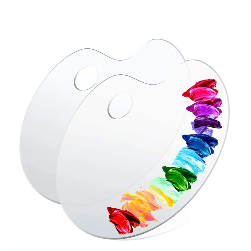 Custom Transparent 6 well Color Mixin tray plastic Clear Adult Children Students Use Oval Acrylic Paint Art Palette For Painting