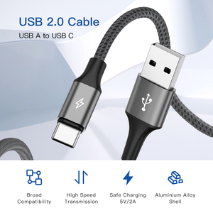 徽标长度定制红色灰色USB2.0 480Mbps传输数据铝合金1M 2M 3M USB A至usb-c USB电缆 - Product Image 2