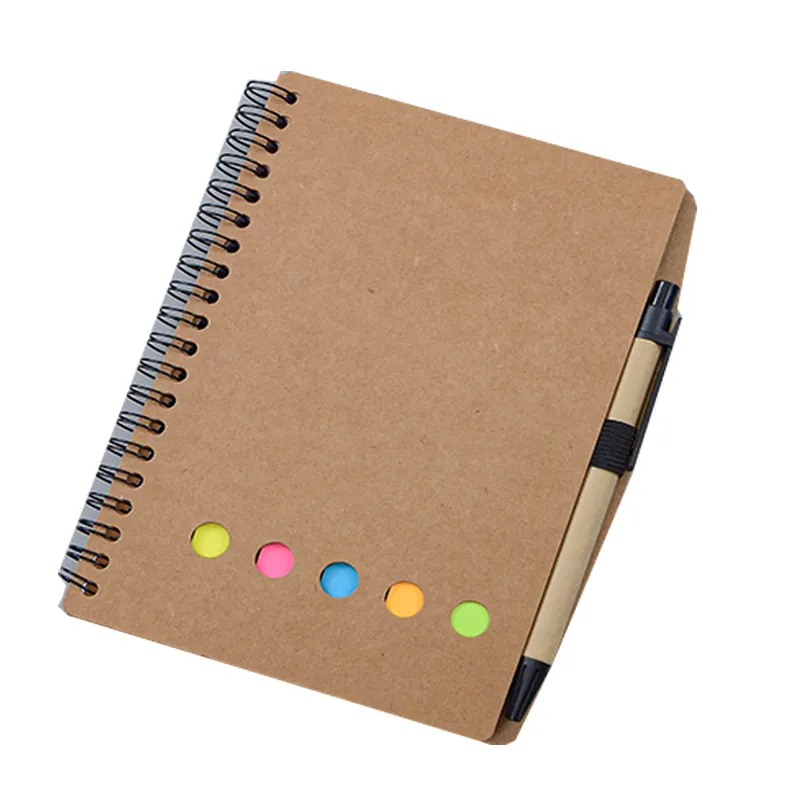 Set di combinazioni di Note a spirale in carta Kraft set regalo di quaderni per ufficio di cancelleria creativa per notebook