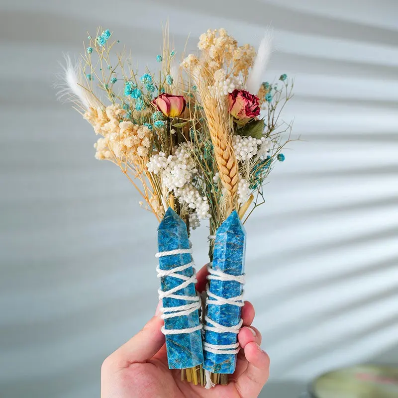 Polvo de cristal blanco púrpura, columna de caña seca llena de estrellas, ramo de simulación de novia con flores de boda dec