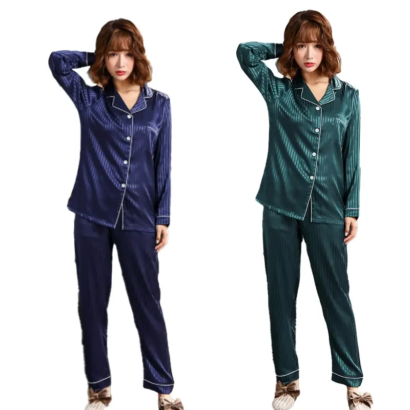 Imcute — pyjama en Satin à rayures en soie pour femmes, vêtement de nuit de haute qualité, à la mode, avec Design Unique