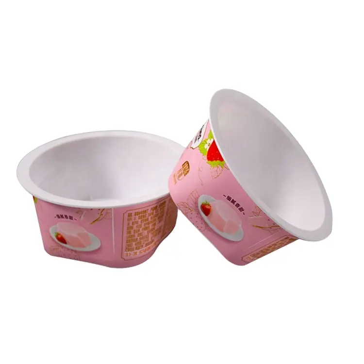 Produttori di cina 70ml rotondo custom design IML yogurt pentole size congelati pp plastica tazza di yogurt contenitore di yogurt con la plastica coperchio