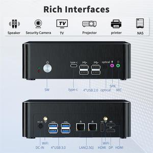 Mini 4K 60Hz oyun PC ile I7/I9 CPU 16GB DDR4 512GB SSD WiFi6 2 * RJ45LAN 2*1 * DP masaüstü bilgisayar abd Plug - Product Image 2