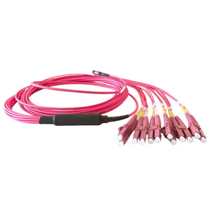 30m 98ft <strong>MTP</strong> Hybrid <strong>Trunk</strong> Cable <strong>MTP</strong>-12 UPC Female to 6 LC UPC Duplex 12 Fibers Multimode OM4 Type B Double Jacket Magenta - Product Image 2