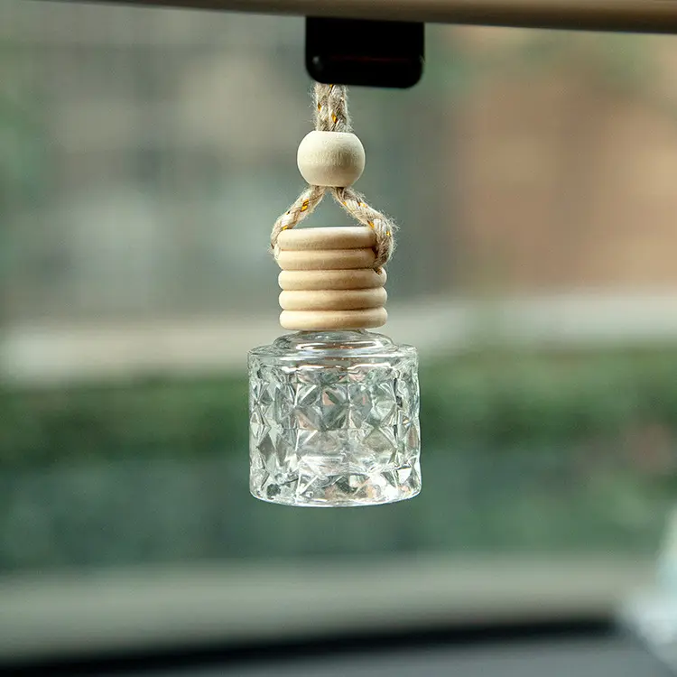 8ml unique design hanging car perfume air freshener scent diffuser bottle with wooden cap