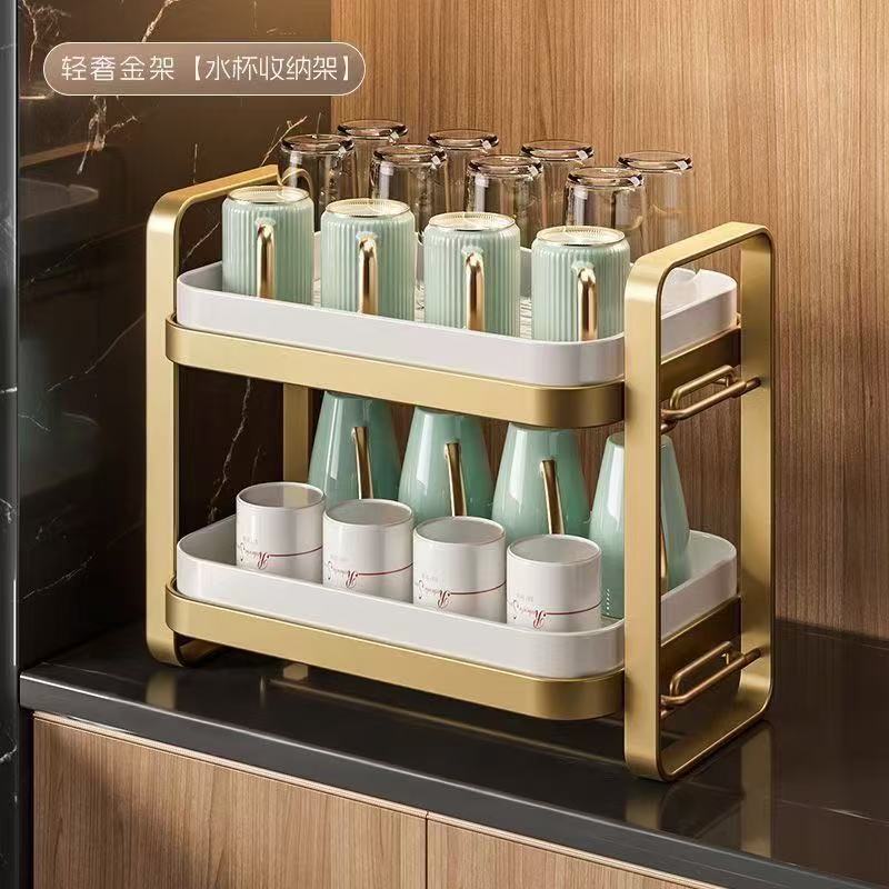 Escurridor de vasos de agua (dorado, dos niveles)