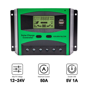 Regolatore di carica pannello solare 12V/24V 50A PWM regolatore di carica solare con doppio display LCD USB - Product Image 1