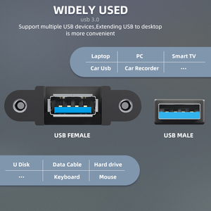0.3M 0.6M 1M 1.5M 2M 3M 5M Usb 3.0延长电缆公对母，带面板安装螺钉锁定连接器适配器 - Product Image 4
