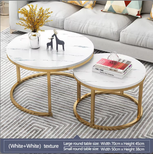 Modern Nordic Simple Luxury Living Room Coffee <strong>Table</strong> and Tea <strong>Table</strong> <strong>Set</strong> White Black Wooden and Metal for Home Use <strong>MDF</strong> Board - Product Image 3