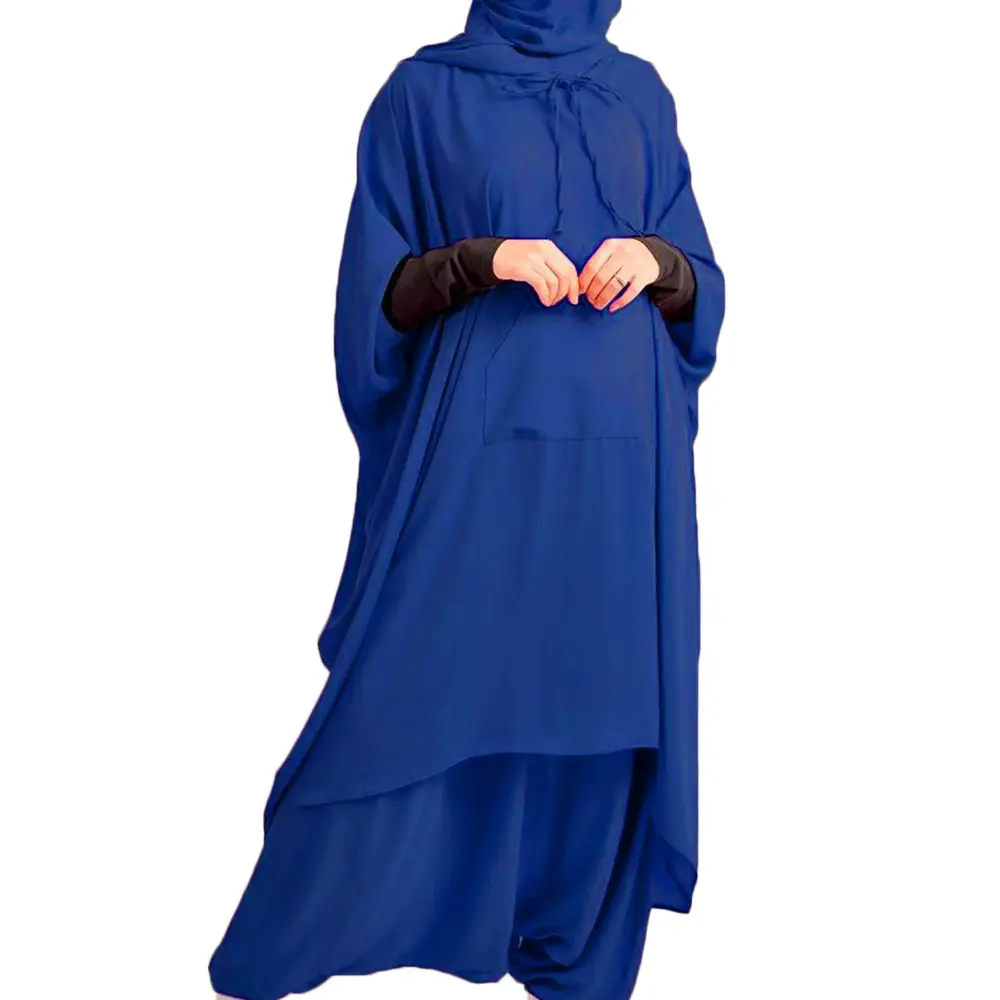 Nida solto de cor sólida para mulheres muçulmanas, saco Hijab de duas peças para mulheres, atacado de fábrica