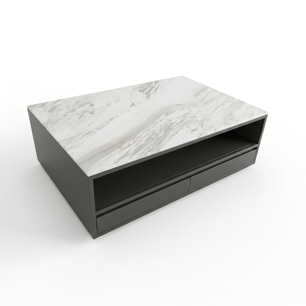 Pierre blanche + armoire gris foncé