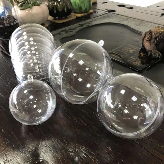 Plástico acrílico personalizado transparente, plástico acrílico personalizado transparente pendurado transparente cristal de natal bola enfeitar