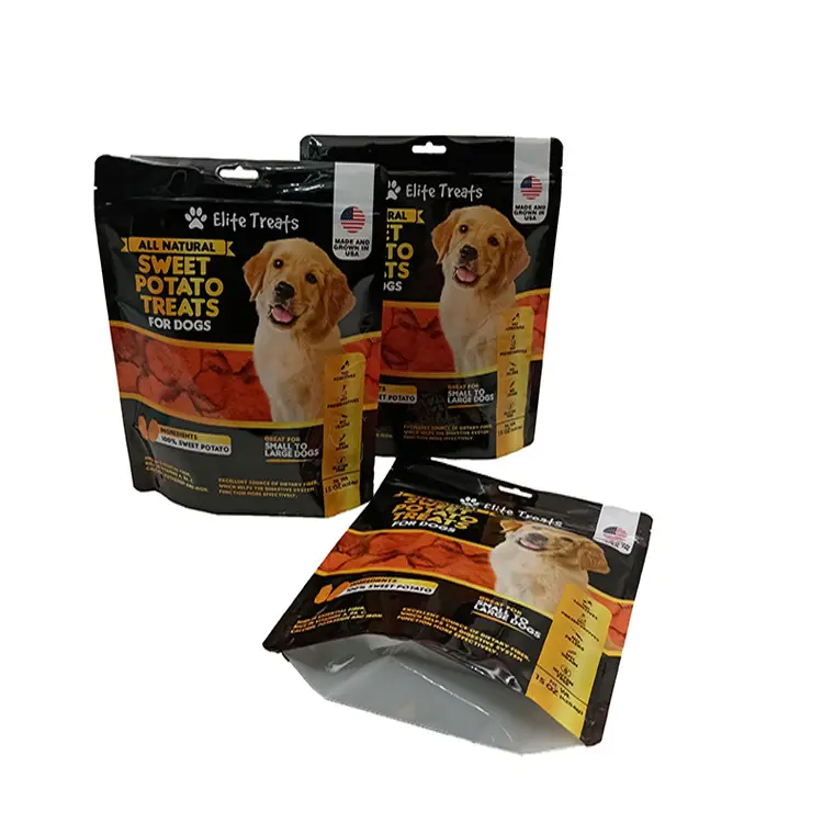 कस्टम डिजिटल प्रिंटिंग शकरकंद कुत्ते के भोजन का इलाज करता है स्टैंड अप पाउच जिपर प्लास्टिक पैकेजिंग बैग