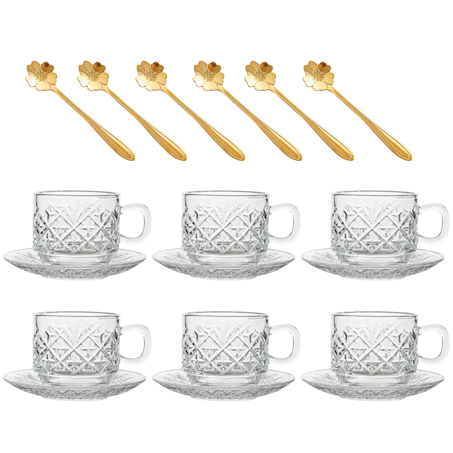 Gobelets empilés-motif neige-6 tasses-6 assiettes-6 cuillères