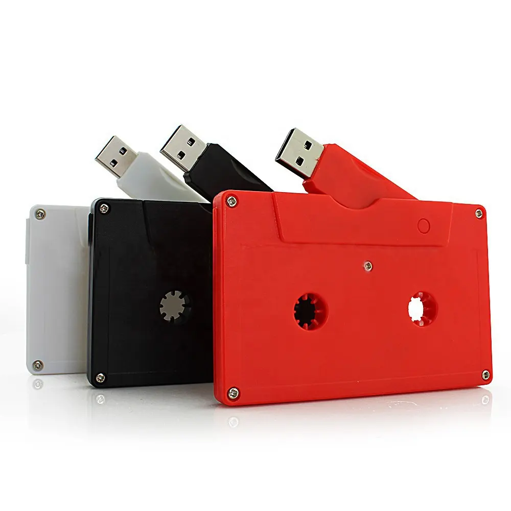 New Novelty Custom LOGO Music Cassette Tape USB 3.0 Flash Drive USB 2.0 Plastic Swivel USB Drives Bulk with Classic Package