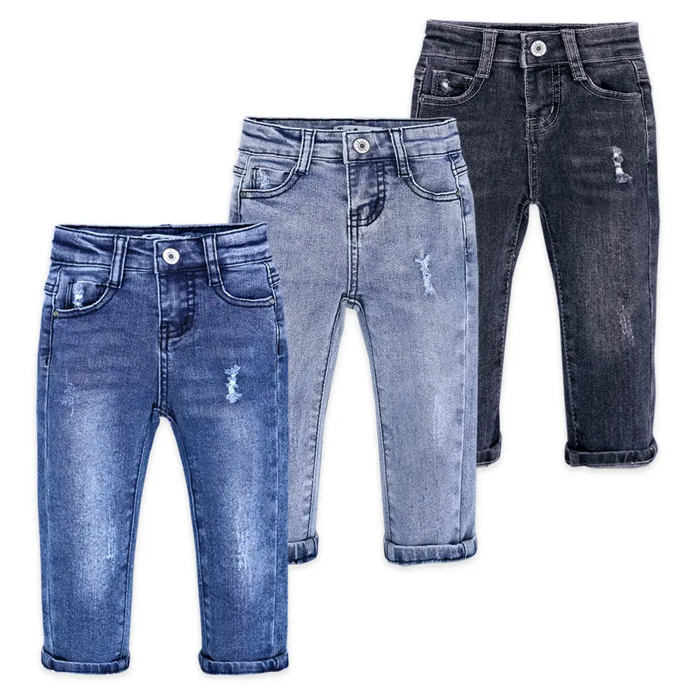 2024 Hot moda infantil retro cintura elástica jeans atacado primavera denim jeans para meninos e meninas