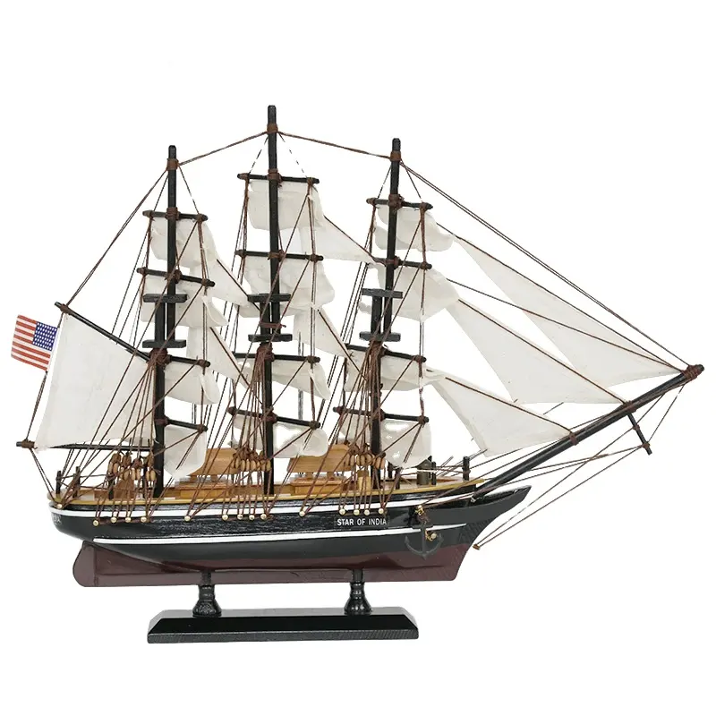 Buena calidad de madera de estrella de la India alto nave modelo de barco de madera náutica hechos a mano regalos de 15"