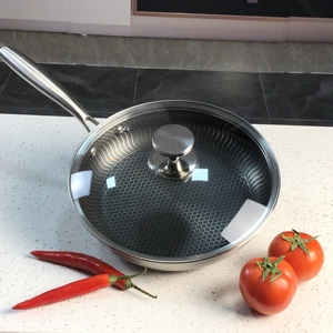 Chảo inox 316 cao cấp Zhenneng bán buôn, 28CM, chống dính, bộ dụng cụ nấu ăn, chảo rán tổ ong - Product Image 1