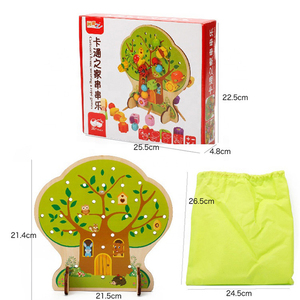 子供のビーズの木のひものおもちゃフルーツバタフライてんとう虫のひもビーズ子供の木製のプログラミングおもちゃ親子ゲーム - Product Image 3