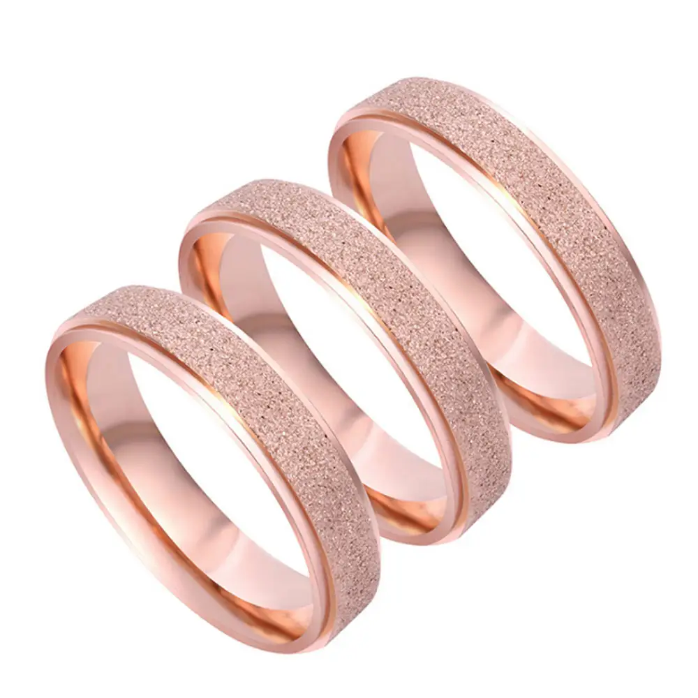 Anello placcato oro opaco e oro rosa in metallo opaco sabbiato largo 6mm in acciaio inossidabile di moda all'ingrosso